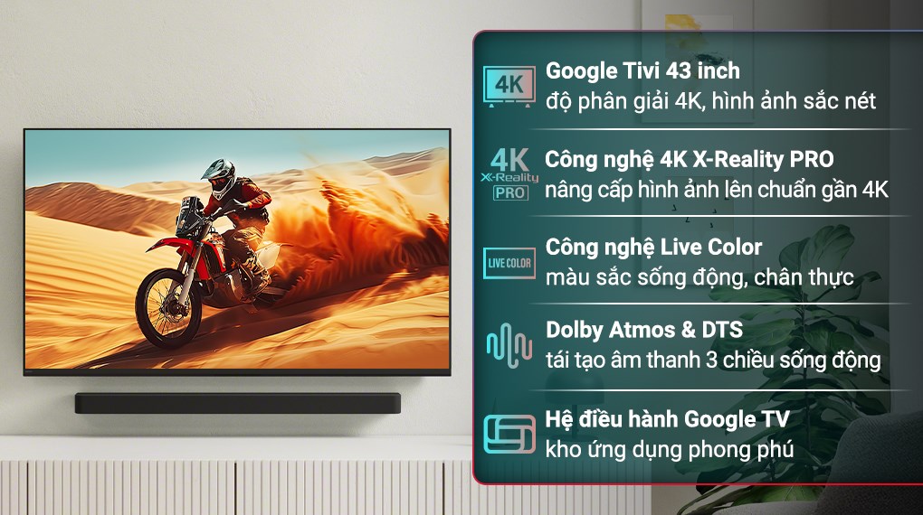 Google Tivi Sony 4K 43 inch K-43S25VM2